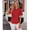 imagesiliteelon Womens Stain Shield Dress Shirts Wrinkle Free Short Sleeve Solid Tops Blouses Button Down ShirtsBright Red