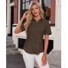 imagesiliteelon Womens Stain Shield Dress Shirts Wrinkle Free Short Sleeve Solid Tops Blouses Button Down ShirtsBrown