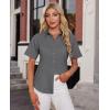 imagesiliteelon Womens Stain Shield Dress Shirts Wrinkle Free Short Sleeve Solid Tops Blouses Button Down ShirtsDark Grey