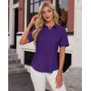 imagesiliteelon Womens Stain Shield Dress Shirts Wrinkle Free Short Sleeve Solid Tops Blouses Button Down ShirtsDark Purple