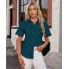 imagesiliteelon Womens Stain Shield Dress Shirts Wrinkle Free Short Sleeve Solid Tops Blouses Button Down ShirtsInk Blue