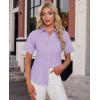 imagesiliteelon Womens Stain Shield Dress Shirts Wrinkle Free Short Sleeve Solid Tops Blouses Button Down ShirtsLavender