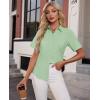 imagesiliteelon Womens Stain Shield Dress Shirts Wrinkle Free Short Sleeve Solid Tops Blouses Button Down ShirtsLight Green