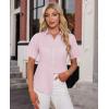 imagesiliteelon Womens Stain Shield Dress Shirts Wrinkle Free Short Sleeve Solid Tops Blouses Button Down ShirtsLight Pink