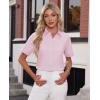 imagesiliteelon Womens Stain Shield Dress Shirts Wrinkle Free Short Sleeve Solid Tops Blouses Button Down ShirtsLight Pink