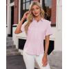 imagesiliteelon Womens Stain Shield Dress Shirts Wrinkle Free Short Sleeve Solid Tops Blouses Button Down ShirtsLight Pink