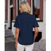 imagesiliteelon Womens Stain Shield Dress Shirts Wrinkle Free Short Sleeve Solid Tops Blouses Button Down ShirtsNavy Blue