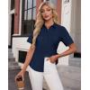 imagesiliteelon Womens Stain Shield Dress Shirts Wrinkle Free Short Sleeve Solid Tops Blouses Button Down ShirtsNavy Blue