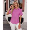 imagesiliteelon Womens Stain Shield Dress Shirts Wrinkle Free Short Sleeve Solid Tops Blouses Button Down ShirtsRose Red