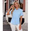 imagesiliteelon Womens Stain Shield Dress Shirts Wrinkle Free Short Sleeve Solid Tops Blouses Button Down ShirtsSky Blue