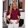 imagesiliteelon Womens Stain Shield Dress Shirts Wrinkle Free Short Sleeve Solid Tops Blouses Button Down ShirtsWine Red