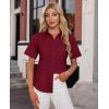 imagesiliteelon Womens Stain Shield Dress Shirts Wrinkle Free Short Sleeve Solid Tops Blouses Button Down ShirtsWine Red