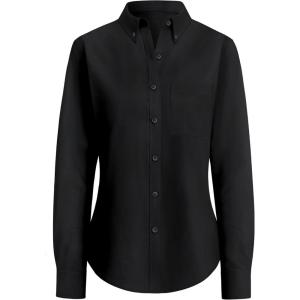 imagesiliteelon Button Down Shirts Women Oxford Shirt Long Sleeve Stretch Dress Shirts Wrinkle Free Business Work Office BlouseBlack