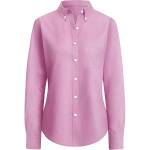 imagesiliteelon Button Down Shirts Women Oxford Shirt Long Sleeve Stretch Dress Shirts Wrinkle Free Business Work Office BlouseDusty Pink