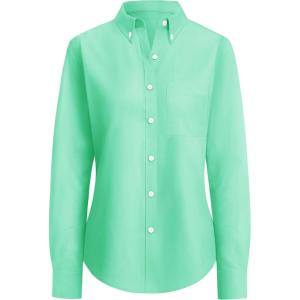 imagesiliteelon Button Down Shirts Women Oxford Shirt Long Sleeve Stretch Dress Shirts Wrinkle Free Business Work Office BlouseGreen