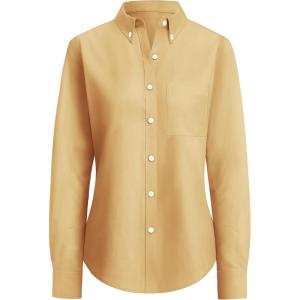 imagesiliteelon Button Down Shirts Women Oxford Shirt Long Sleeve Stretch Dress Shirts Wrinkle Free Business Work Office BlouseKhaki