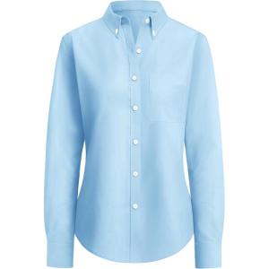 imagesiliteelon Button Down Shirts Women Oxford Shirt Long Sleeve Stretch Dress Shirts Wrinkle Free Business Work Office BlouseLight Blue