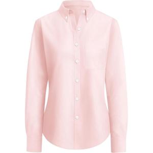 imagesiliteelon Button Down Shirts Women Oxford Shirt Long Sleeve Stretch Dress Shirts Wrinkle Free Business Work Office BlousePink