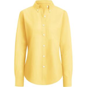imagesiliteelon Button Down Shirts Women Oxford Shirt Long Sleeve Stretch Dress Shirts Wrinkle Free Business Work Office BlouseYellow