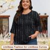 imageBlingfit 34 Length Sleeve Womens Tops Dressy Casual Shirts Ruffle Bell Sleeve Front Pleated Fasion Trendy Summer BlousesBblack Background With White Stripes