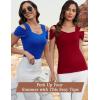 imageBlingfit Cold Shoulder Tops Summer Tunic Shirts for Women T Shirts V Neck Short Sleeve Casual Tees Blouses 2025Blue