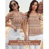 imageBlingfit Cold Shoulder Tops Summer Tunic Shirts for Women T Shirts V Neck Short Sleeve Casual Tees Blouses 2025Bohemian Prints