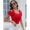 imageBlingfit Cold Shoulder Tops Summer Tunic Shirts for Women T Shirts V Neck Short Sleeve Casual Tees Blouses 2025Dark Blue Red