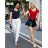 imageBlingfit Cold Shoulder Tops Summer Tunic Shirts for Women T Shirts V Neck Short Sleeve Casual Tees Blouses 2025Dark Blue Red