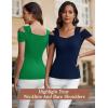 imageBlingfit Cold Shoulder Tops Summer Tunic Shirts for Women T Shirts V Neck Short Sleeve Casual Tees Blouses 2025Green