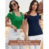 imageBlingfit Cold Shoulder Tops Summer Tunic Shirts for Women T Shirts V Neck Short Sleeve Casual Tees Blouses 2025Green