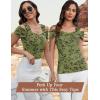 imageBlingfit Cold Shoulder Tops Summer Tunic Shirts for Women T Shirts V Neck Short Sleeve Casual Tees Blouses 2025Green Background Print