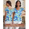 imageBlingfit Cold Shoulder Tops Summer Tunic Shirts for Women T Shirts V Neck Short Sleeve Casual Tees Blouses 2025Hawaiian Blue Leaves