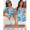 imageBlingfit Cold Shoulder Tops Summer Tunic Shirts for Women T Shirts V Neck Short Sleeve Casual Tees Blouses 2025Hawaiian Blue Leaves