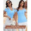 imageBlingfit Cold Shoulder Tops Summer Tunic Shirts for Women T Shirts V Neck Short Sleeve Casual Tees Blouses 2025Light Blue