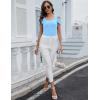 imageBlingfit Cold Shoulder Tops Summer Tunic Shirts for Women T Shirts V Neck Short Sleeve Casual Tees Blouses 2025Light Blue