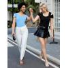 imageBlingfit Cold Shoulder Tops Summer Tunic Shirts for Women T Shirts V Neck Short Sleeve Casual Tees Blouses 2025Light Blue