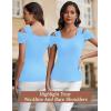 imageBlingfit Cold Shoulder Tops Summer Tunic Shirts for Women T Shirts V Neck Short Sleeve Casual Tees Blouses 2025Light Blue