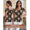 imageBlingfit Cold Shoulder Tops Summer Tunic Shirts for Women T Shirts V Neck Short Sleeve Casual Tees Blouses 2025Orange Flowers on Black Background
