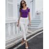 imageBlingfit Cold Shoulder Tops Summer Tunic Shirts for Women T Shirts V Neck Short Sleeve Casual Tees Blouses 2025Purple