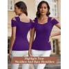 imageBlingfit Cold Shoulder Tops Summer Tunic Shirts for Women T Shirts V Neck Short Sleeve Casual Tees Blouses 2025Purple