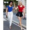 imageBlingfit Cold Shoulder Tops Summer Tunic Shirts for Women T Shirts V Neck Short Sleeve Casual Tees Blouses 2025Red