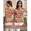 imageBlingfit Cold Shoulder Tops Summer Tunic Shirts for Women T Shirts V Neck Short Sleeve Casual Tees Blouses 2025Red Background Print