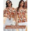 imageBlingfit Cold Shoulder Tops Summer Tunic Shirts for Women T Shirts V Neck Short Sleeve Casual Tees Blouses 2025Red Background Print