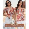 imageBlingfit Cold Shoulder Tops Summer Tunic Shirts for Women T Shirts V Neck Short Sleeve Casual Tees Blouses 2025Red Flowers on White Background