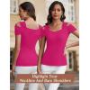 imageBlingfit Cold Shoulder Tops Summer Tunic Shirts for Women T Shirts V Neck Short Sleeve Casual Tees Blouses 2025Rose Red