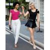 imageBlingfit Cold Shoulder Tops Summer Tunic Shirts for Women T Shirts V Neck Short Sleeve Casual Tees Blouses 2025Rose Red