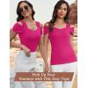 imageBlingfit Cold Shoulder Tops Summer Tunic Shirts for Women T Shirts V Neck Short Sleeve Casual Tees Blouses 2025Rose Red