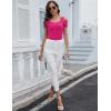 imageBlingfit Cold Shoulder Tops Summer Tunic Shirts for Women T Shirts V Neck Short Sleeve Casual Tees Blouses 2025Rose Red