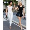 imageBlingfit Cold Shoulder Tops Summer Tunic Shirts for Women T Shirts V Neck Short Sleeve Casual Tees Blouses 2025White