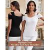 imageBlingfit Cold Shoulder Tops Summer Tunic Shirts for Women T Shirts V Neck Short Sleeve Casual Tees Blouses 2025White